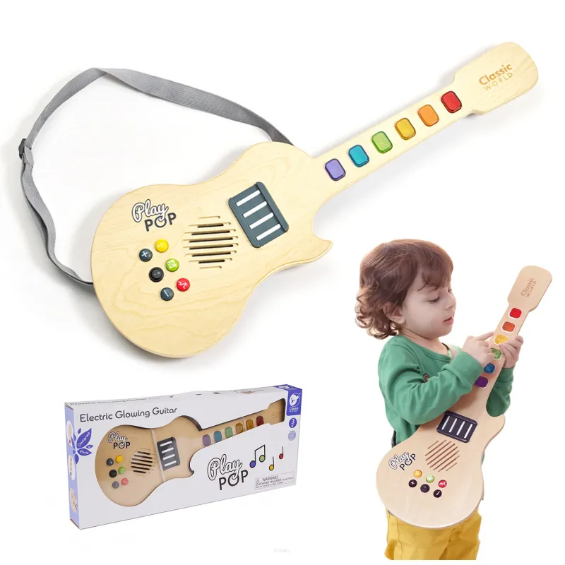 CLASSIC WORLD Drewniana Gitara Elektryczna Świecąca dla Dzieci