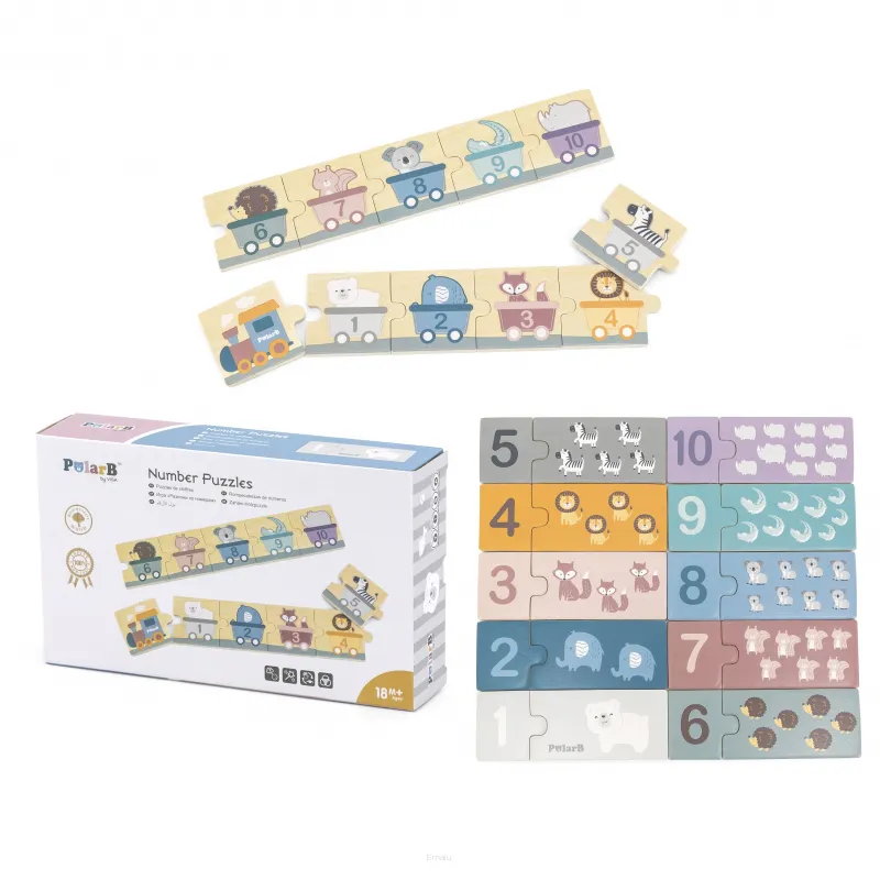 VIGA PolarB Drewniane Puzzle Numeryczne Cyferki Montessori