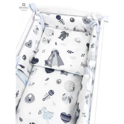 Pościel do kołyski 4-elementowa 90x40cm bawełna 100% BABY SHOWER NIEBIESKI