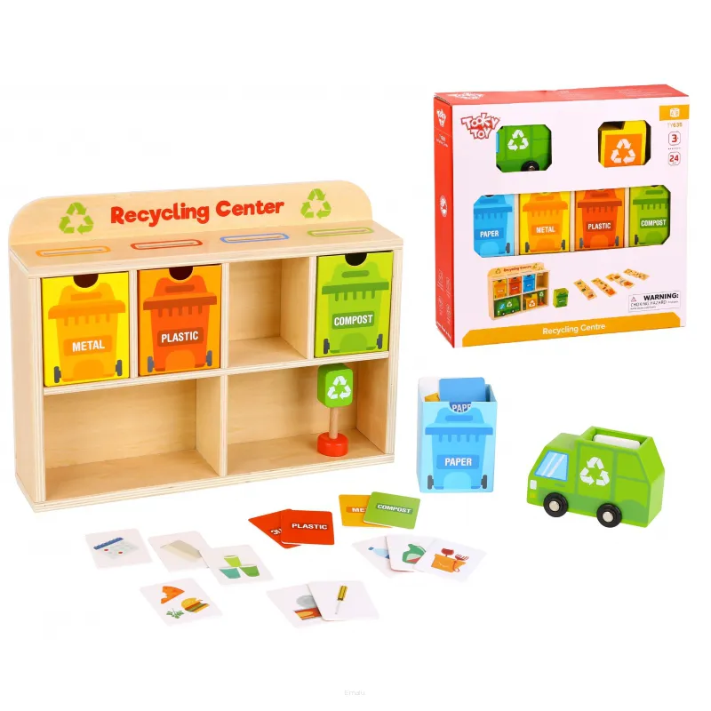 TOOKY TOY Drewniane Centrum Recyklingu Edukacyjny Sorter