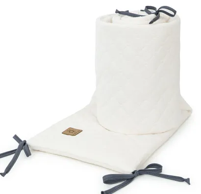 Ochraniacz do łóżeczka Mamo-Tato velvet pikowany miękki uniwersalny écru 180x30cm