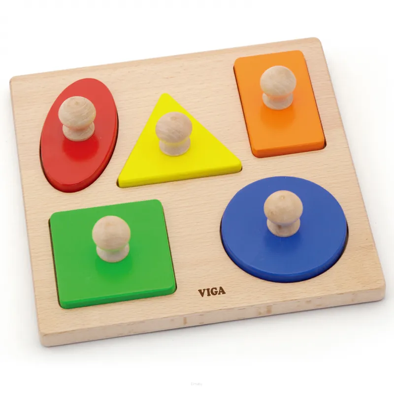 Viga Drewniane Puzzle z Pinezkami Kształty Montessori