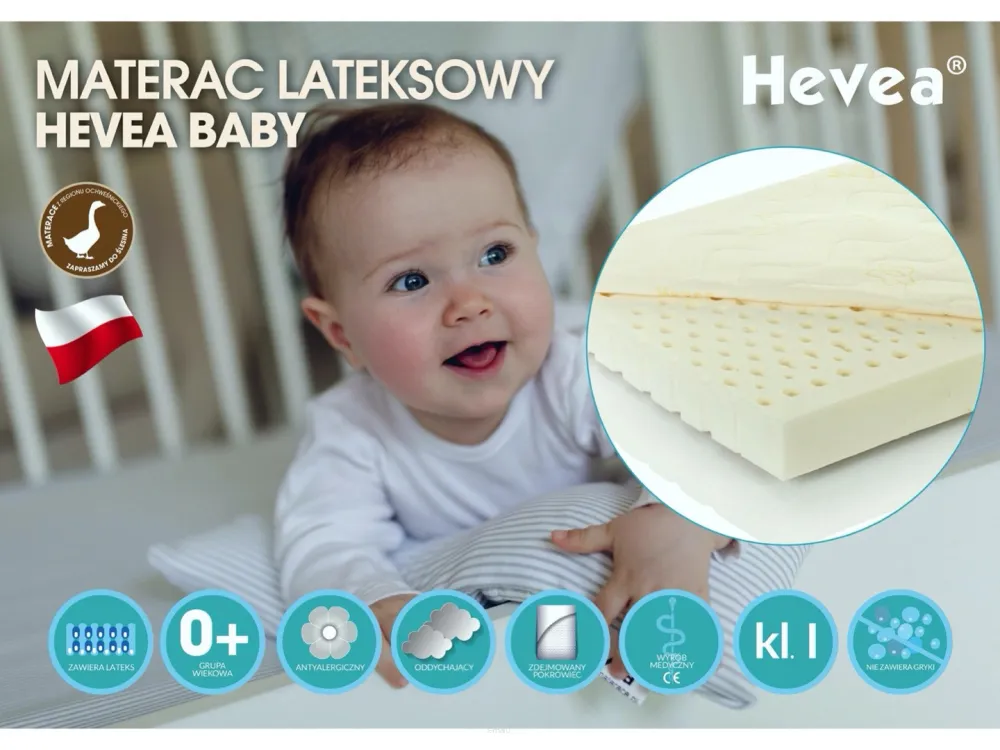 Materac lateksowy Hevea Baby120x60cm