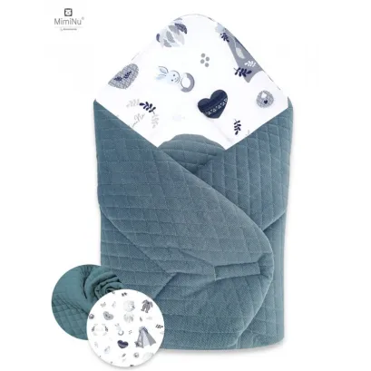 Rożek niemowlęcy 75x75cm BABY SHOWER NIEBIESKI+VELVET PIKOWANY ZIELEŃ NEPALSKA