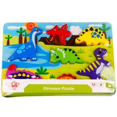 TOOKY TOY Grube Puzzle Montessori Dinozaury Dopasuj Kształty