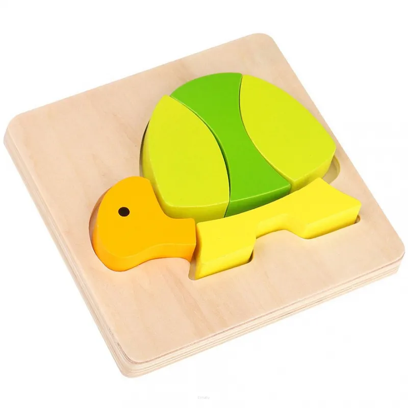 TOOKY TOY Puzzle Układanka Montessori Grube Klocki Żółw 5 el.