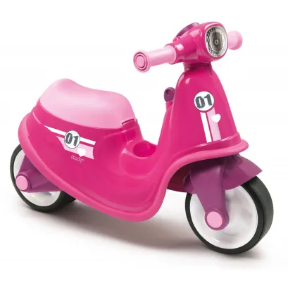 Smoby Różowy jeździk skuter Ciche koła Pink Scooter