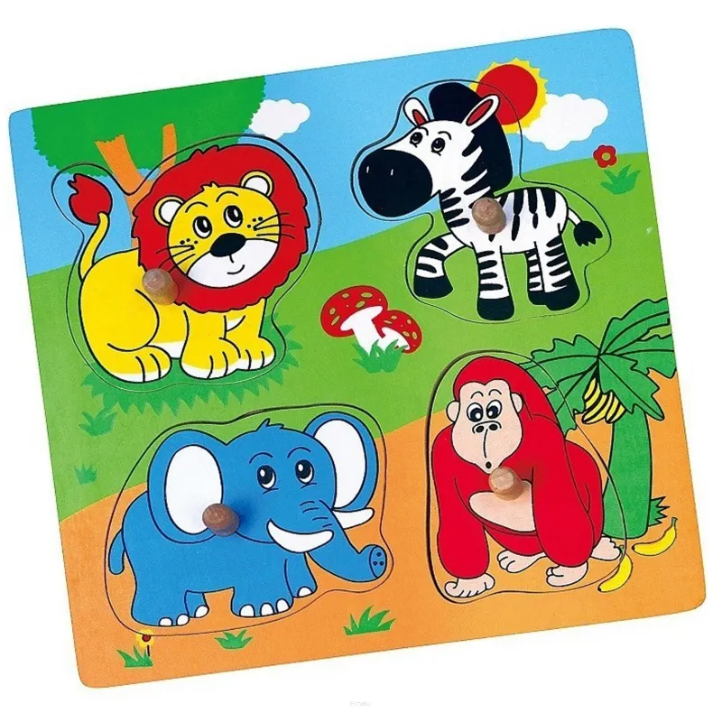 Drewniane Puzzle Zwierzęta ZOO Układanka Niespodzianka Viga Toys