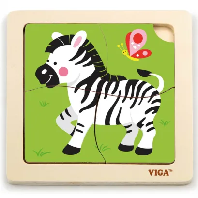 VIGA Poręczne Drewniane Puzzle Zebra