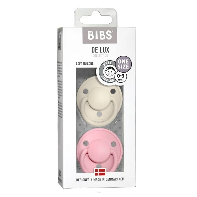 Smoczek uspokajający BIBS De Lux Ivory & Baby Pink silikonowy dwupak