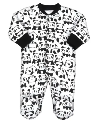 Pajac niemowlęcy PANDA z bawełny organicznej dla chłopca
